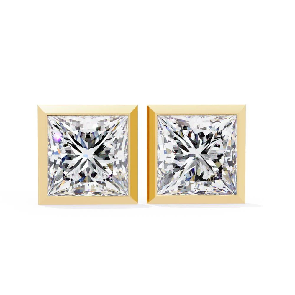 Princess Bezel Set Stud Earrings - Image 5