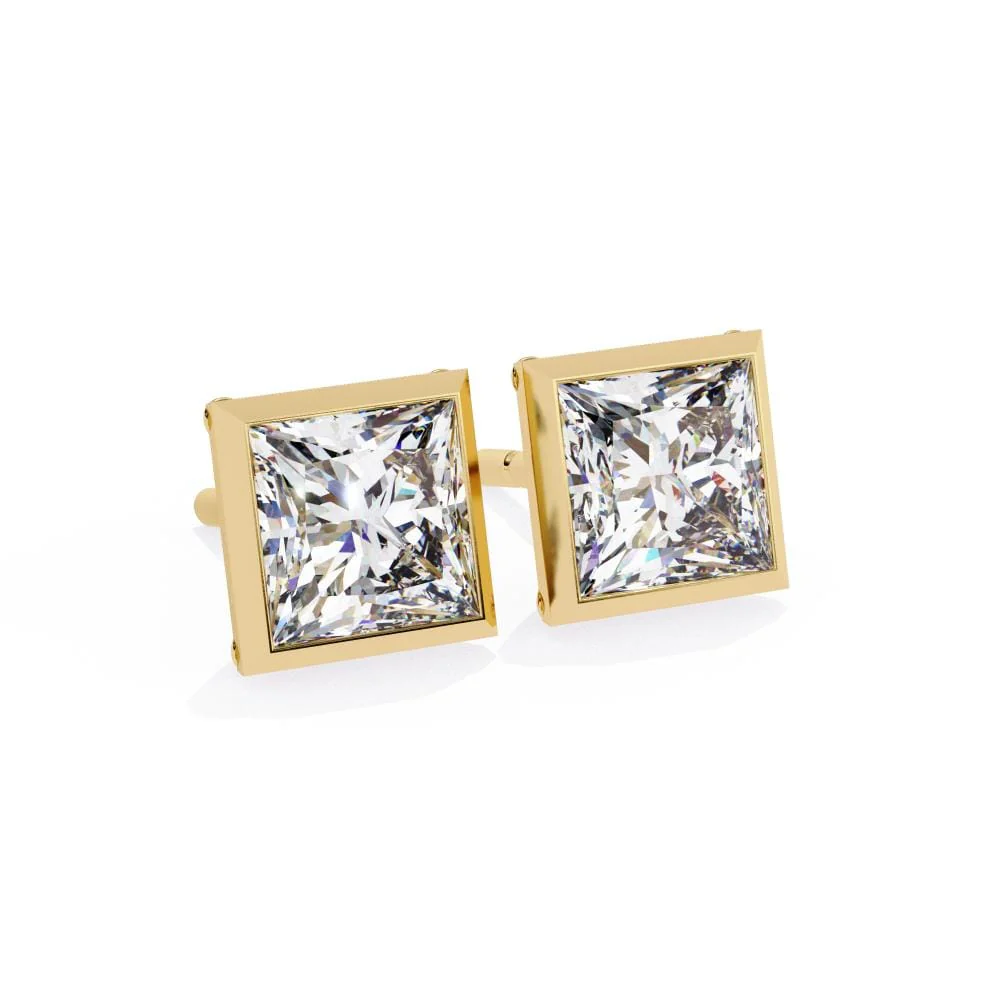 Princess Bezel Set Stud Earrings - Image 6