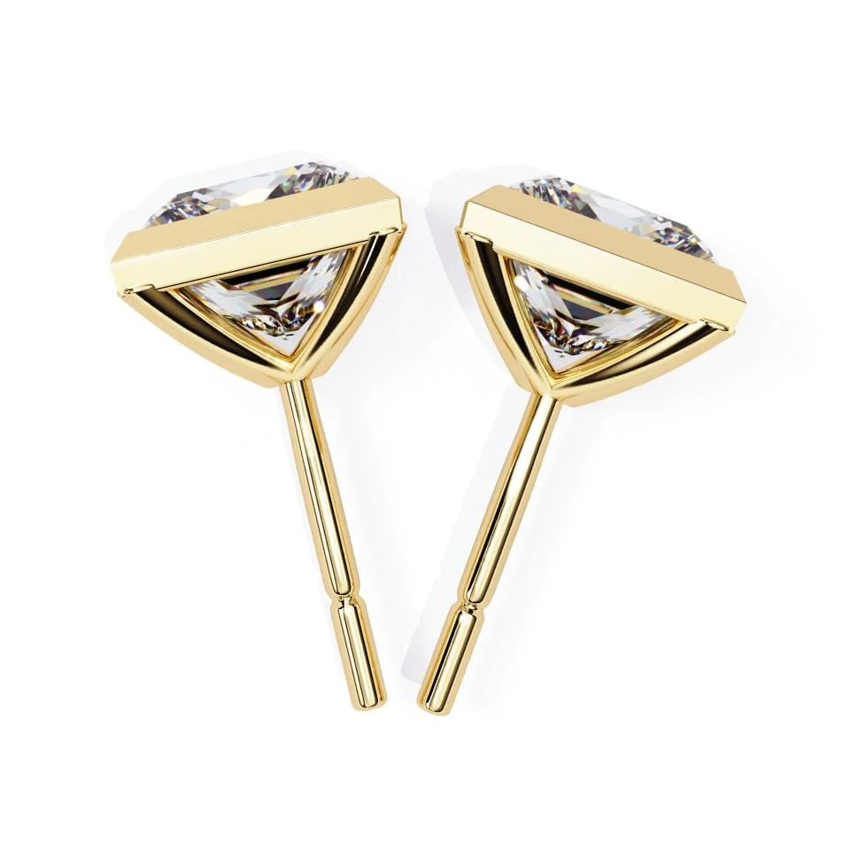 Princess Bezel Set Stud Earrings - Image 7