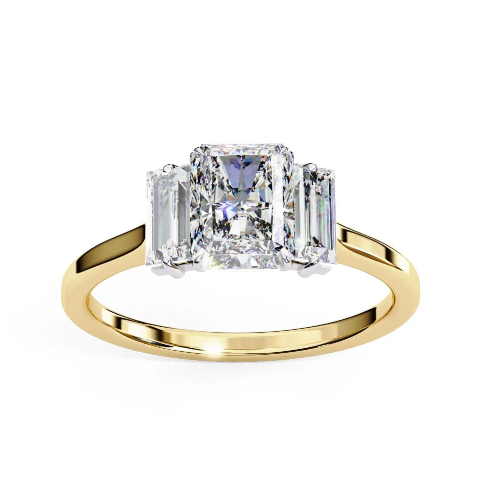 Radiant Three Stone with Cathedral Engagement Ring - Image 5