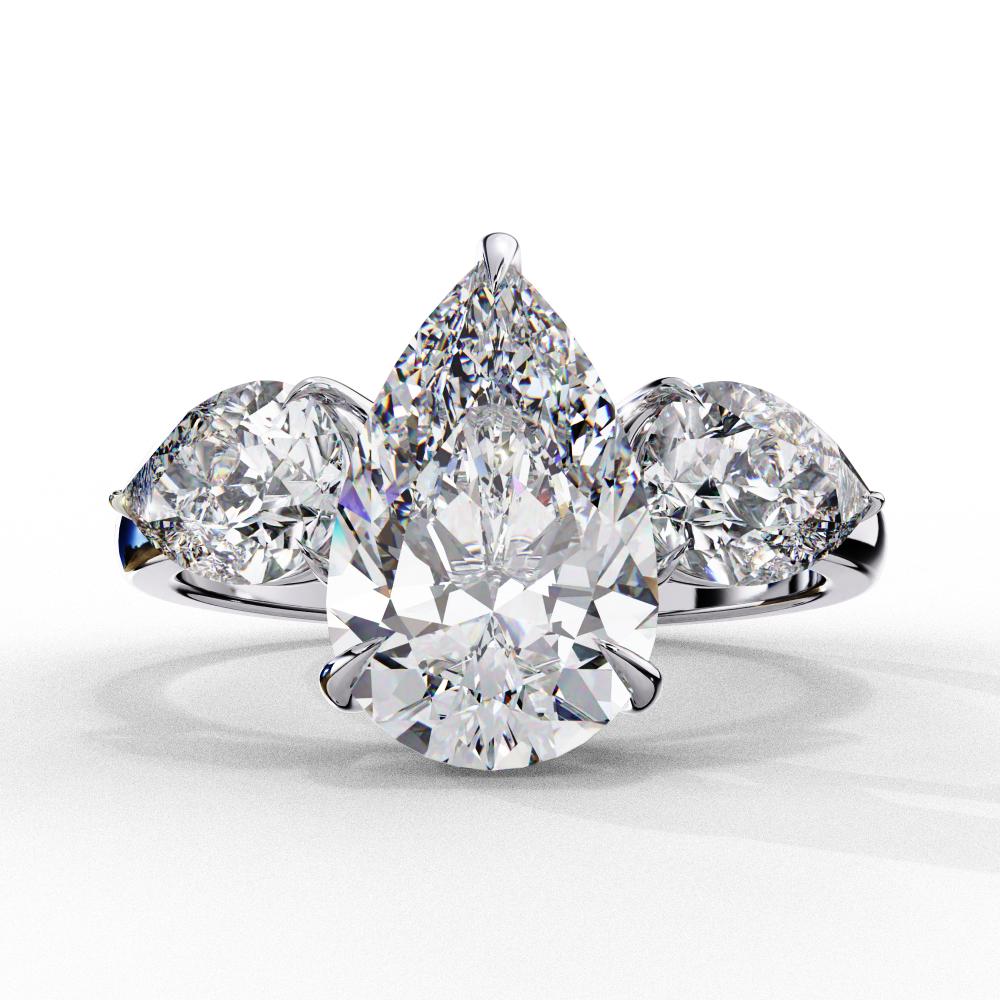 Pear Three Stone Engagement Ring - Image 3
