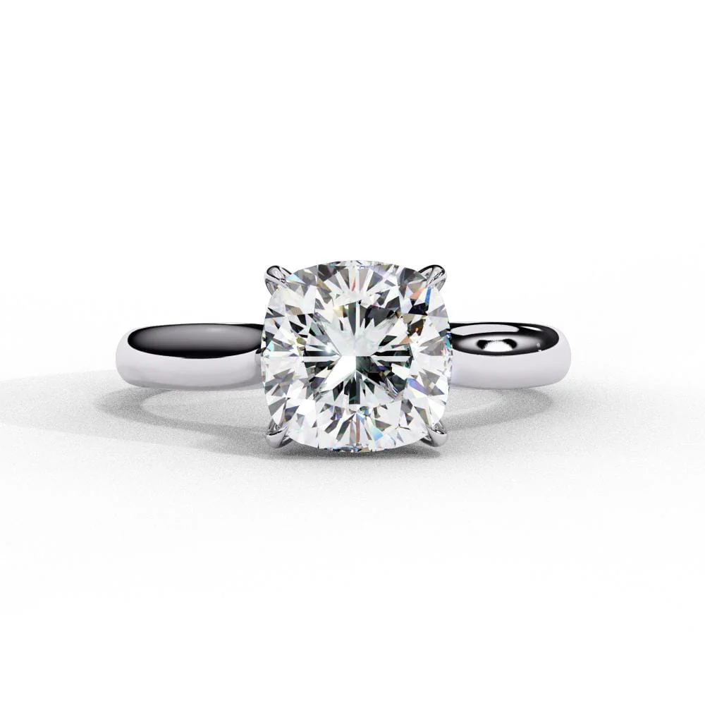 Cushion Solitaire 4 claw Engagement Ring - Image 3