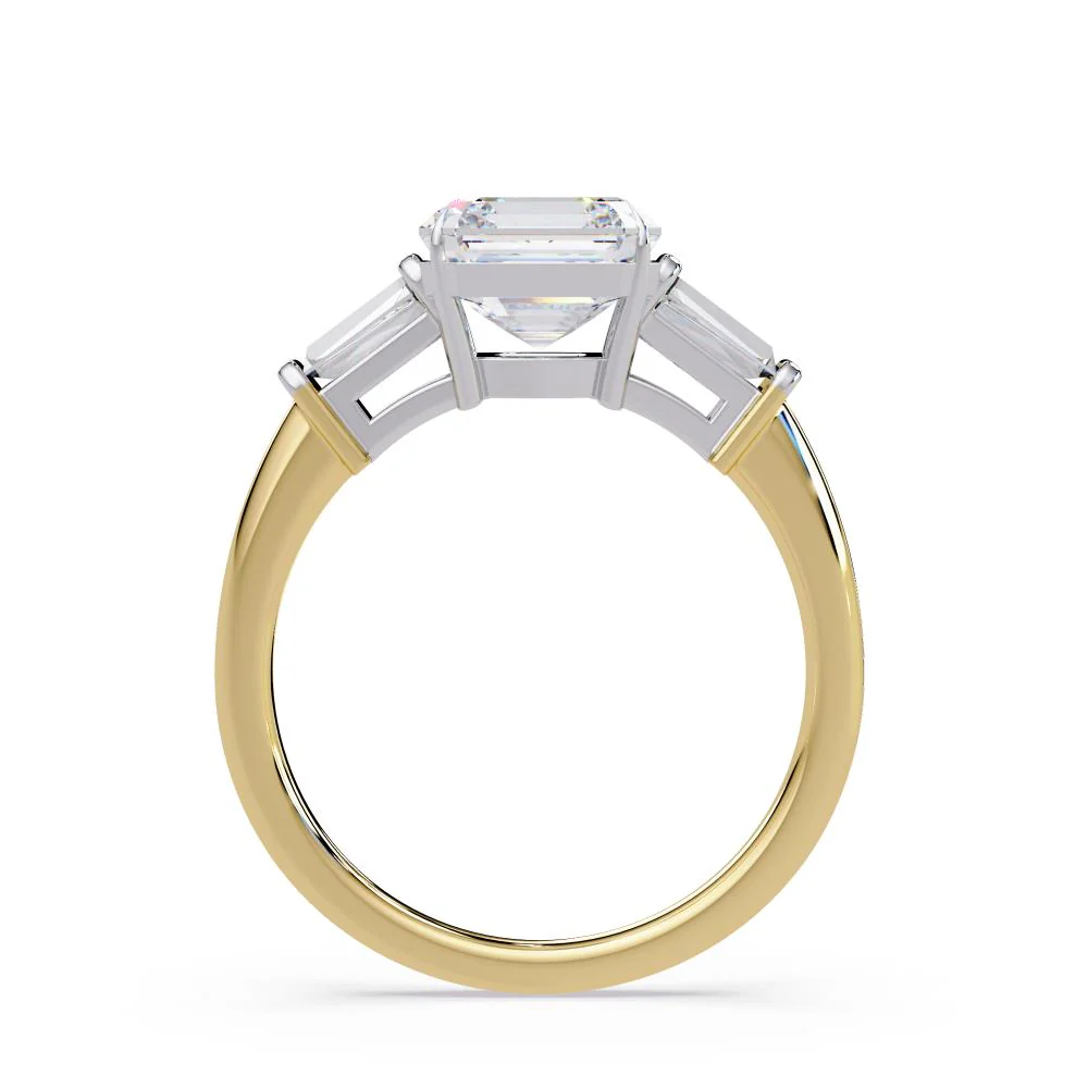 Asscher With Baguette Three Stone Engagement Ring - Image 8
