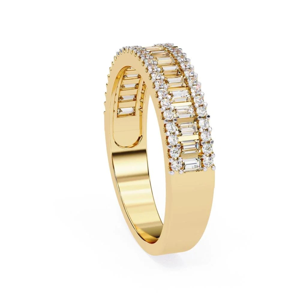 Baguette & Round Half Eternity Wedding Band - Image 6