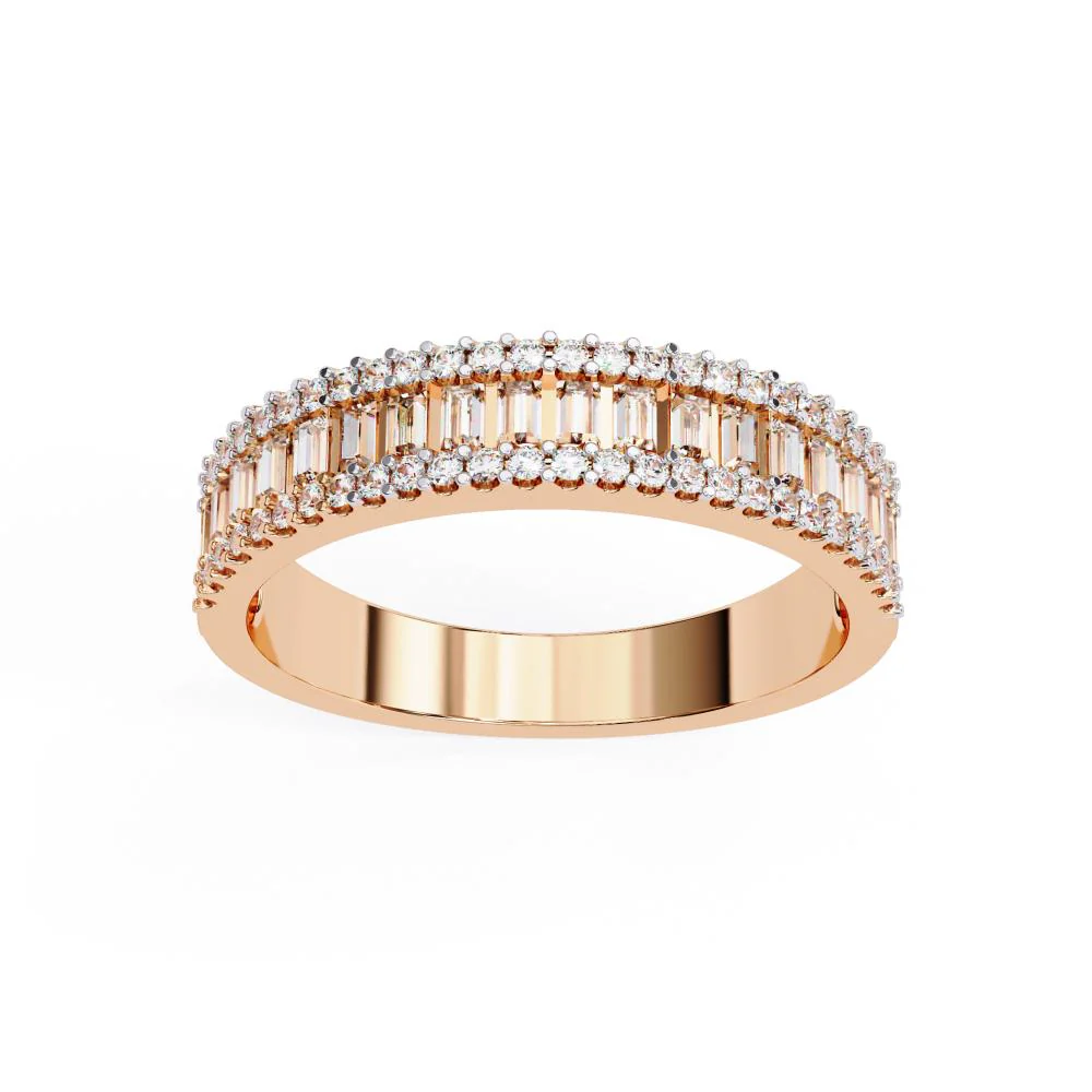 Baguette & Round Half Eternity Wedding Band - Image 7