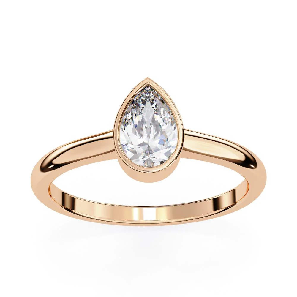 Pear Solitaire With Bezel Set Engagement Ring - Image 8