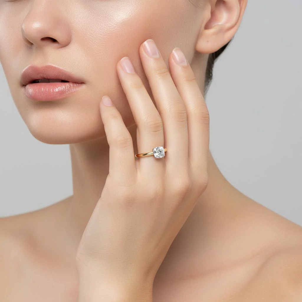 Cushion Solitaire Cathedral Engagement Ring - Image 4