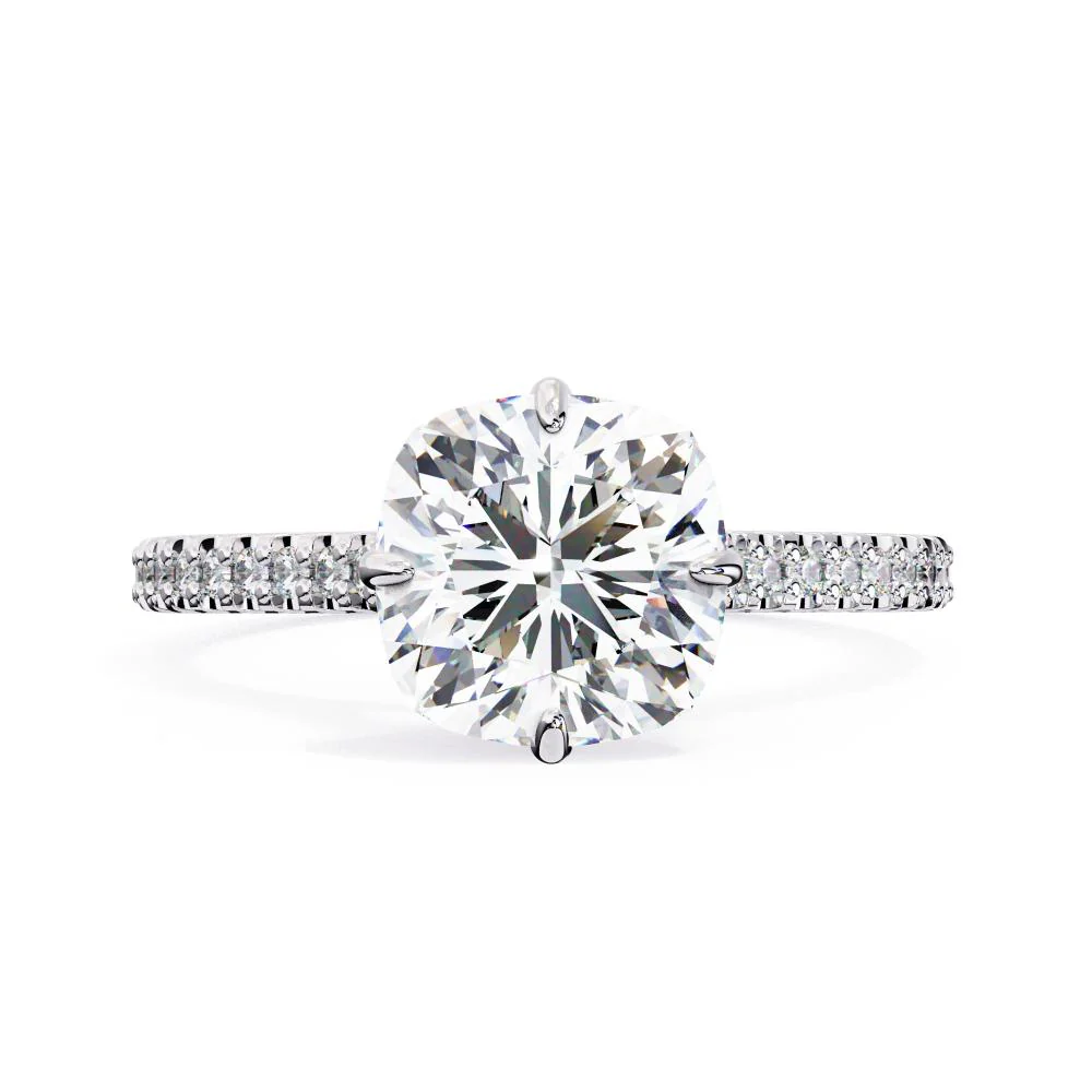 Cushion Cathedral Hidden Halo Engagement Ring - Image 3