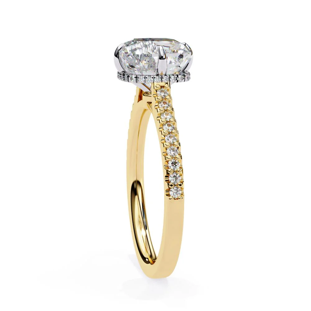 Cushion Cathedral Hidden Halo Engagement Ring - Image 7