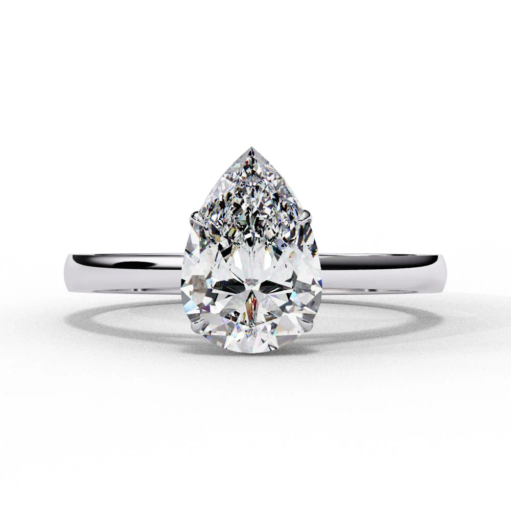 Pear Solitaire Cathedral Engagement Ring - Image 3