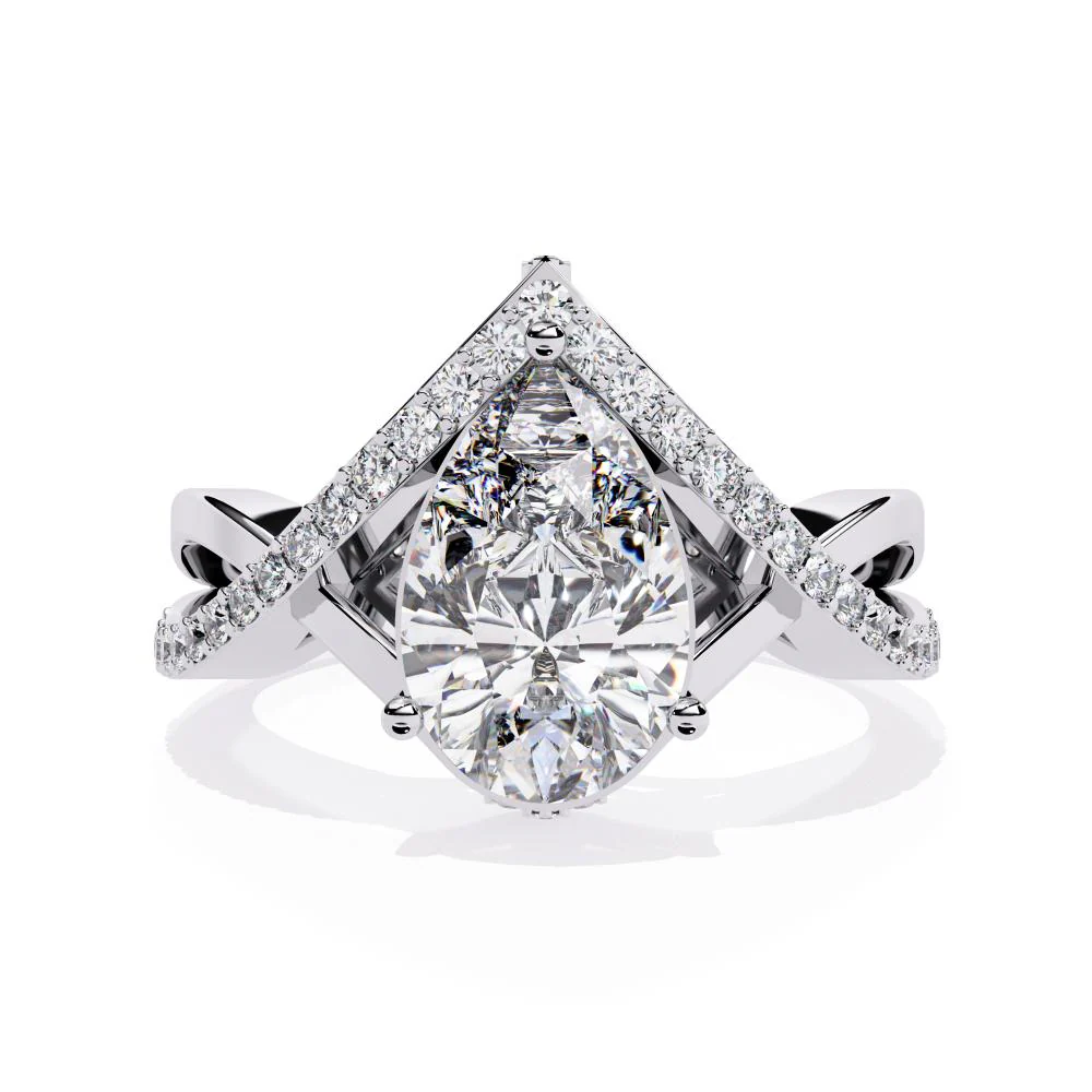 Pear Vintage Style Crossover Engagement Ring - Image 3