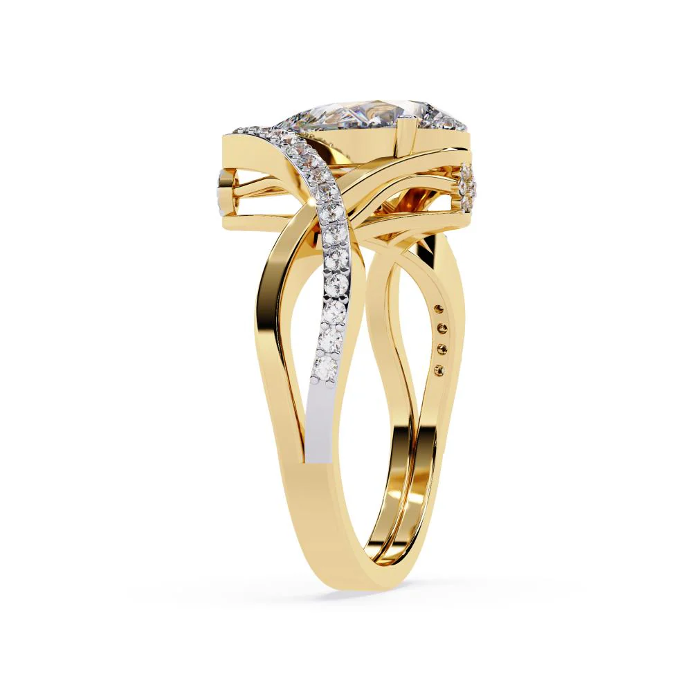 Pear Vintage Style Crossover Engagement Ring - Image 7