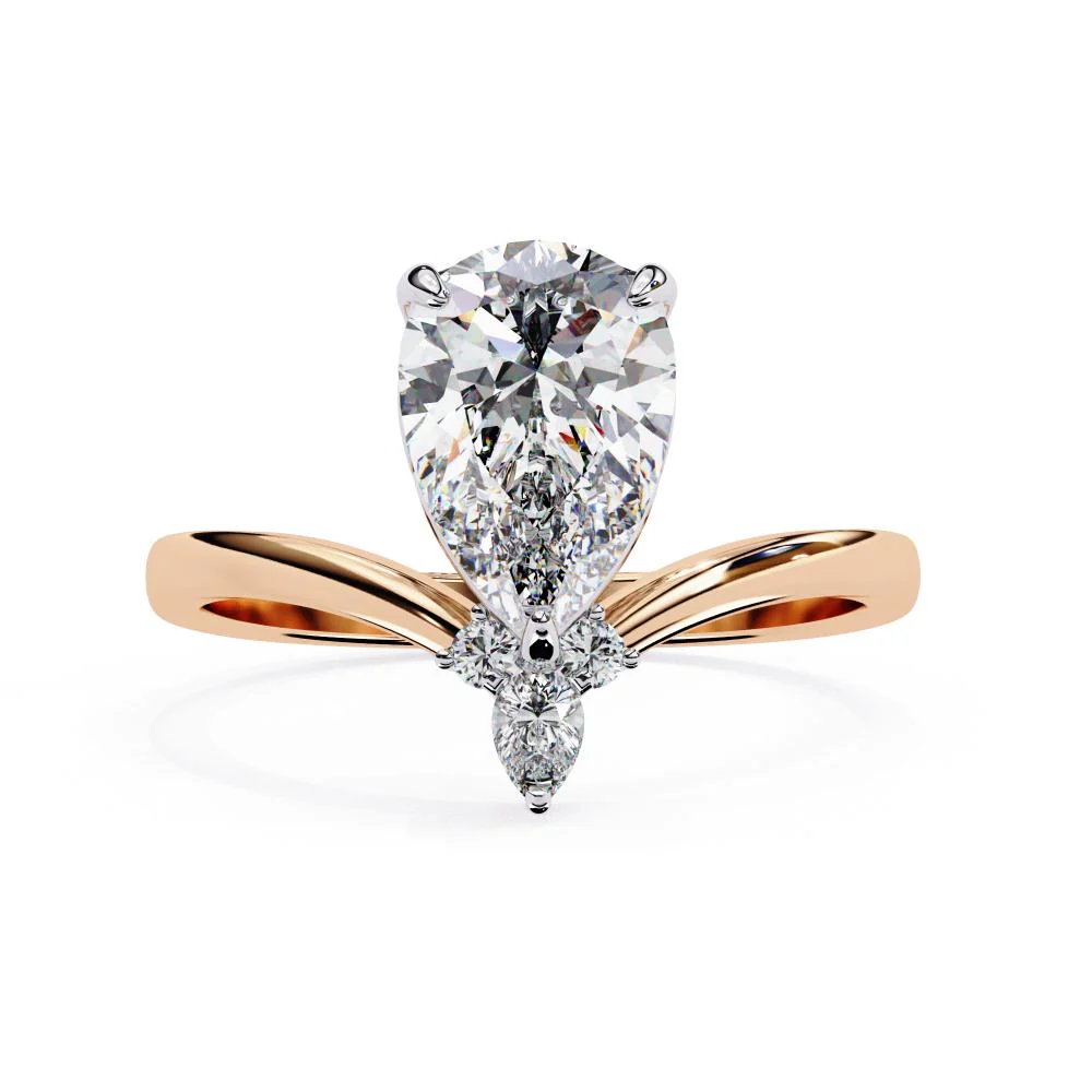 Pear Vintage Style With Curved Band Engagement Ring - Image 2