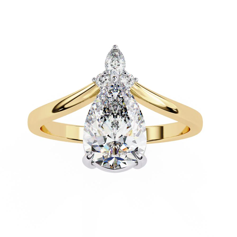 Pear Vintage Style With Curved Band Engagement Ring - Image 5