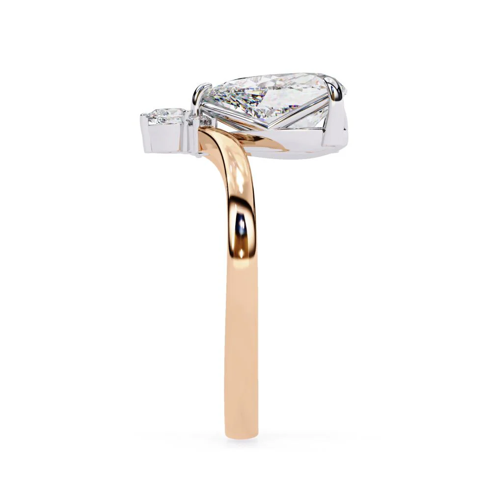 Pear Vintage Style With Curved Band Engagement Ring - Image 7