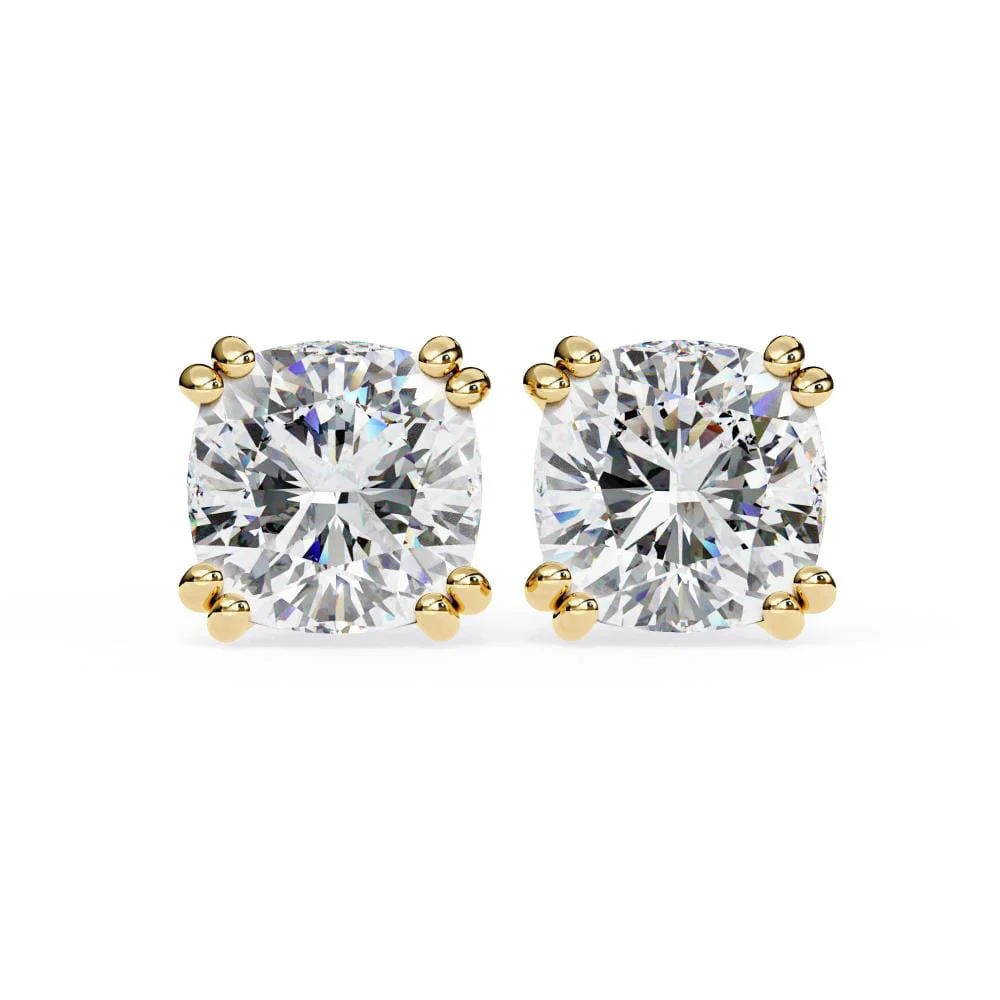 Cushion Double Claw Prong Stud Earrings - Image 5