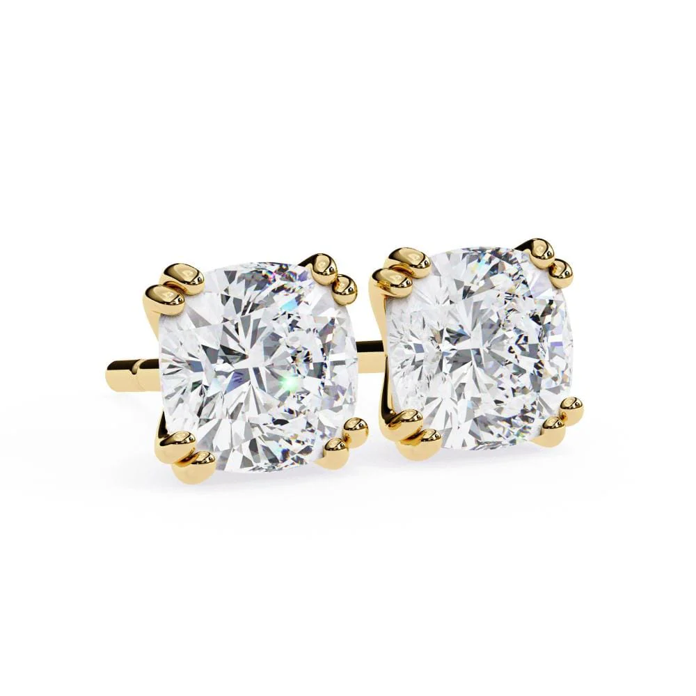 Cushion Double Claw Prong Stud Earrings - Image 6
