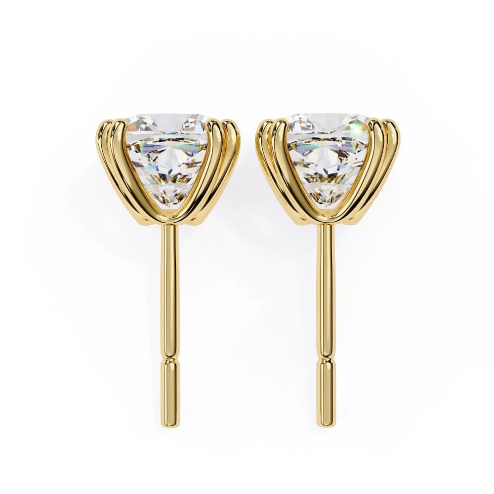 Cushion Double Claw Prong Stud Earrings - Image 8