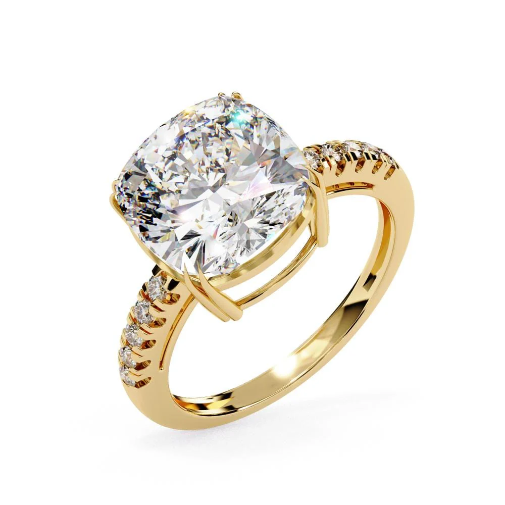 Cushion Double Claw Prong With Pave Band Engagement Ring - Image 5
