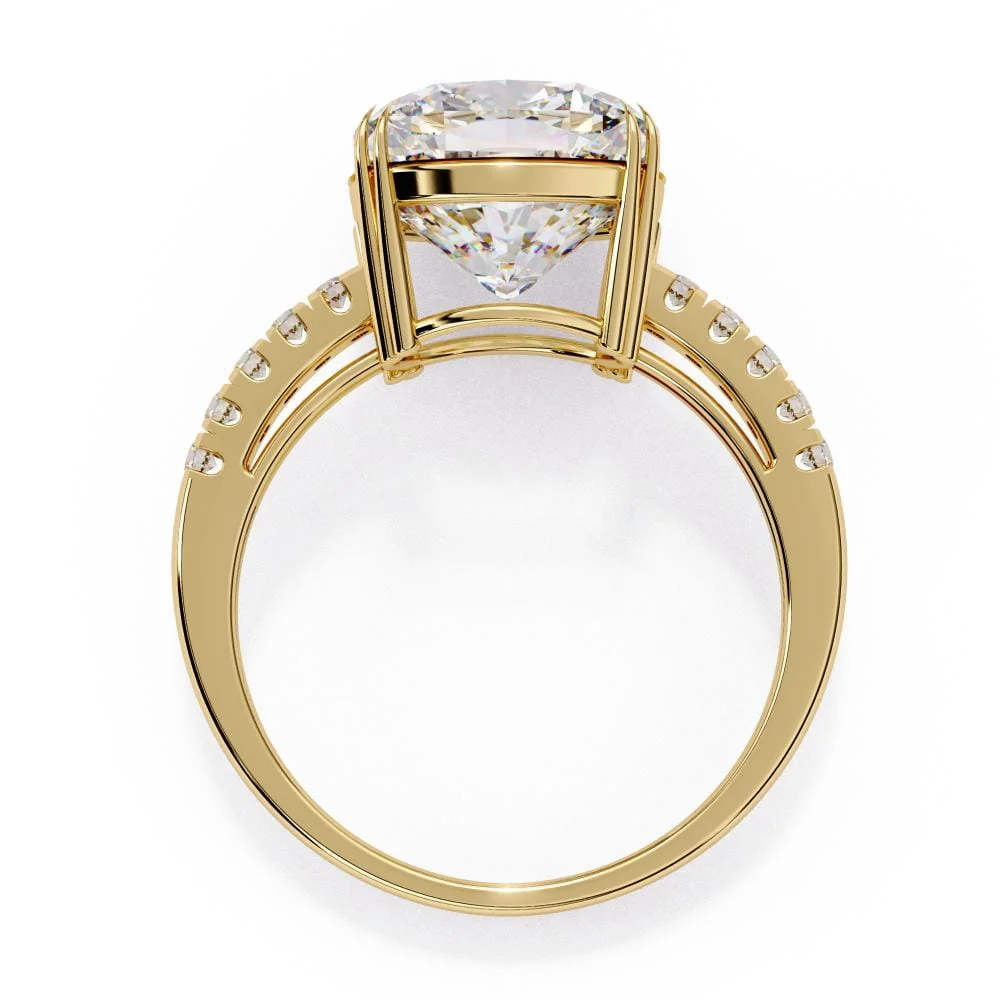Cushion Double Claw Prong With Pave Band Engagement Ring - Image 6