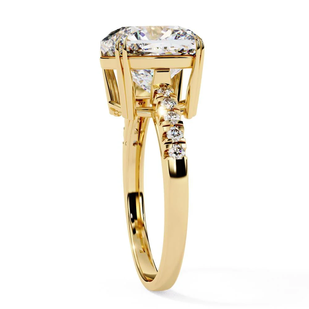 Cushion Double Claw Prong With Pave Band Engagement Ring - Image 7