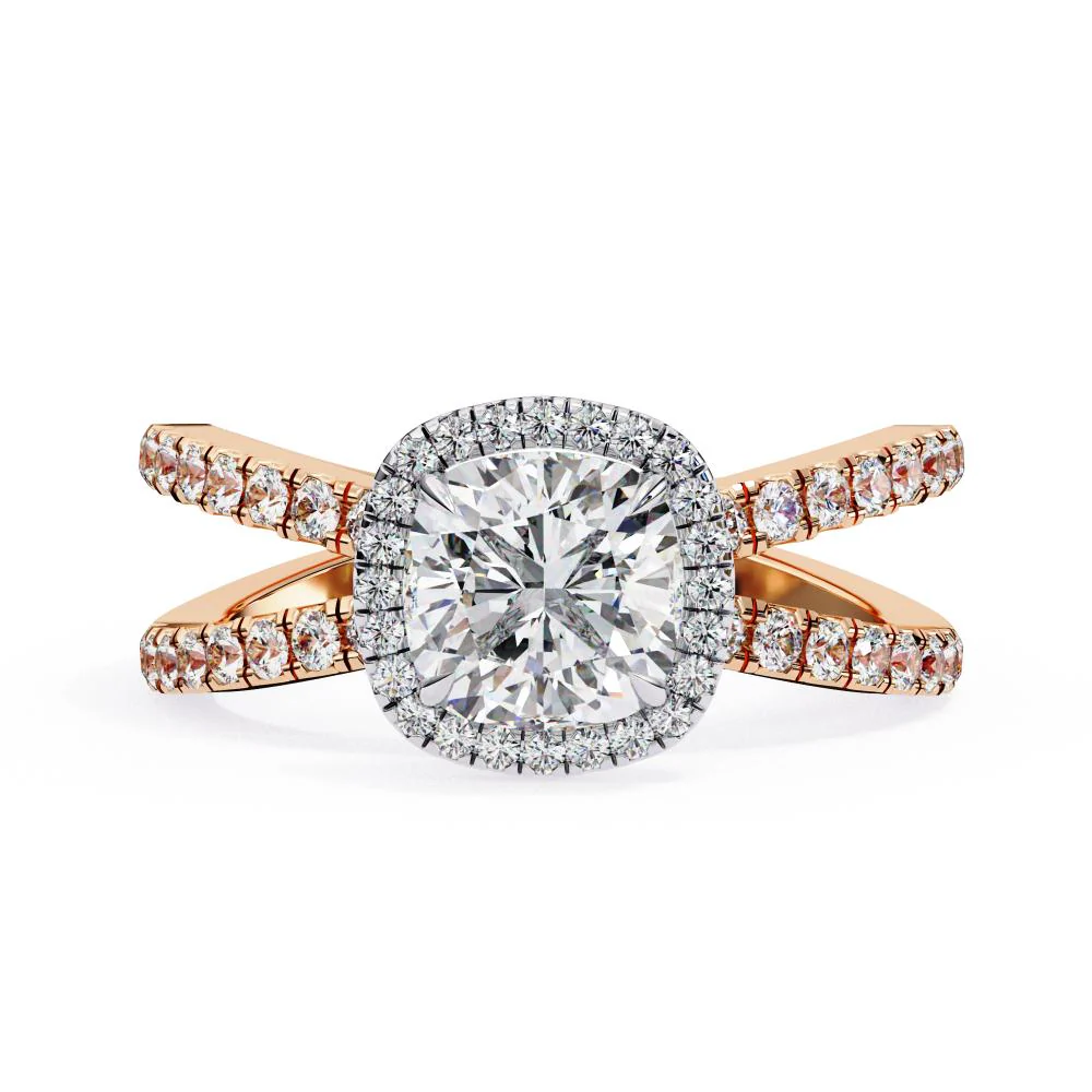 Cushion Halo with Split Shank Engagement Ring - Image 2