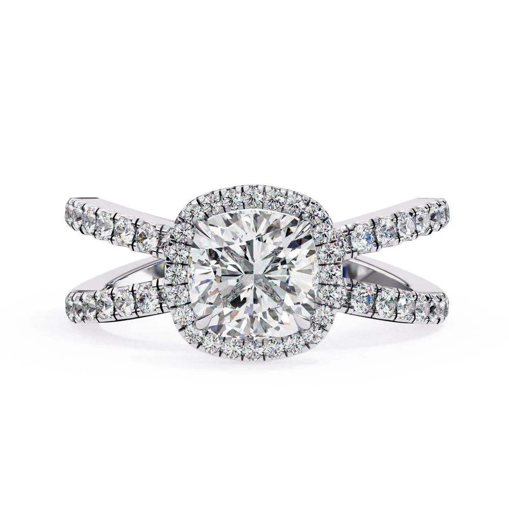 Cushion Halo with Split Shank Engagement Ring - Image 3