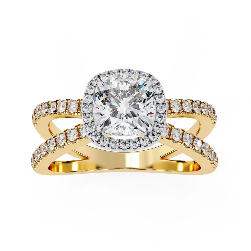 Cushion Halo with Split Shank Engagement Ring - Image 5