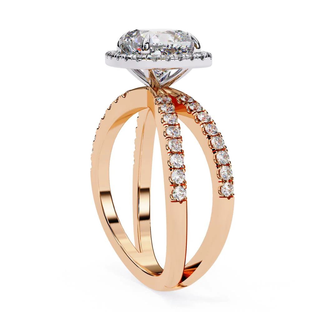 Cushion Halo with Split Shank Engagement Ring - Image 8