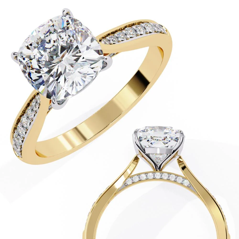 Cushion Hidden Accent Engagement ring - Image 8