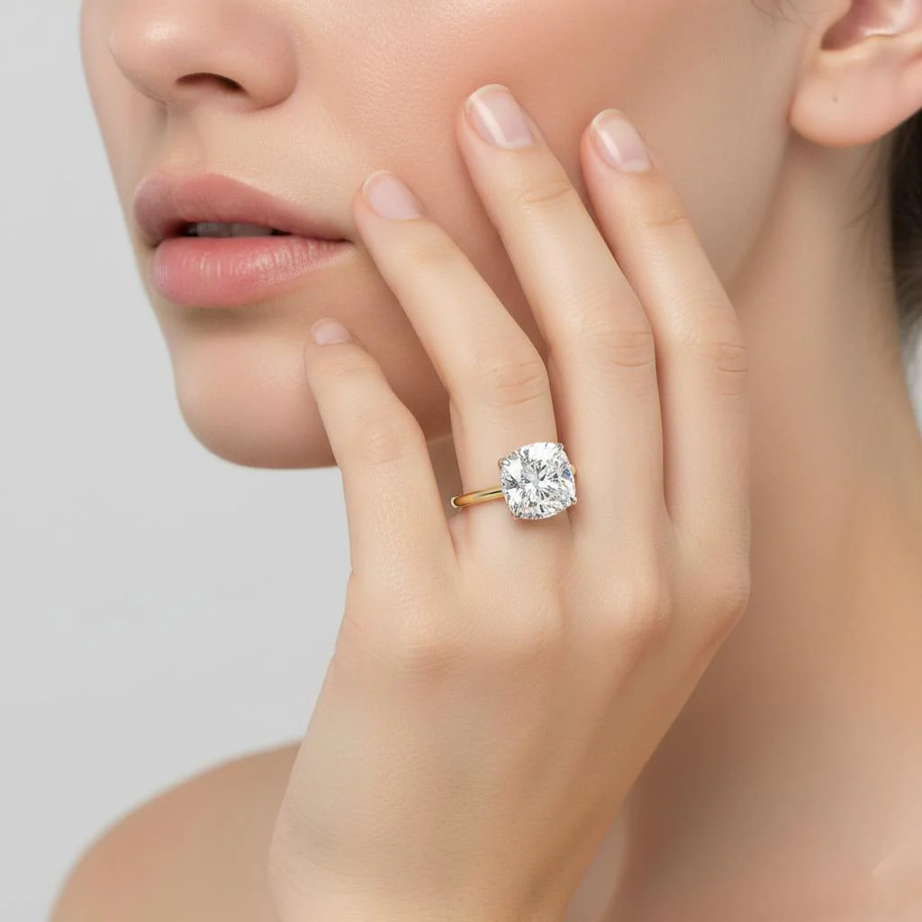 Cushion Hidden Halo Engagement Ring - Image 4