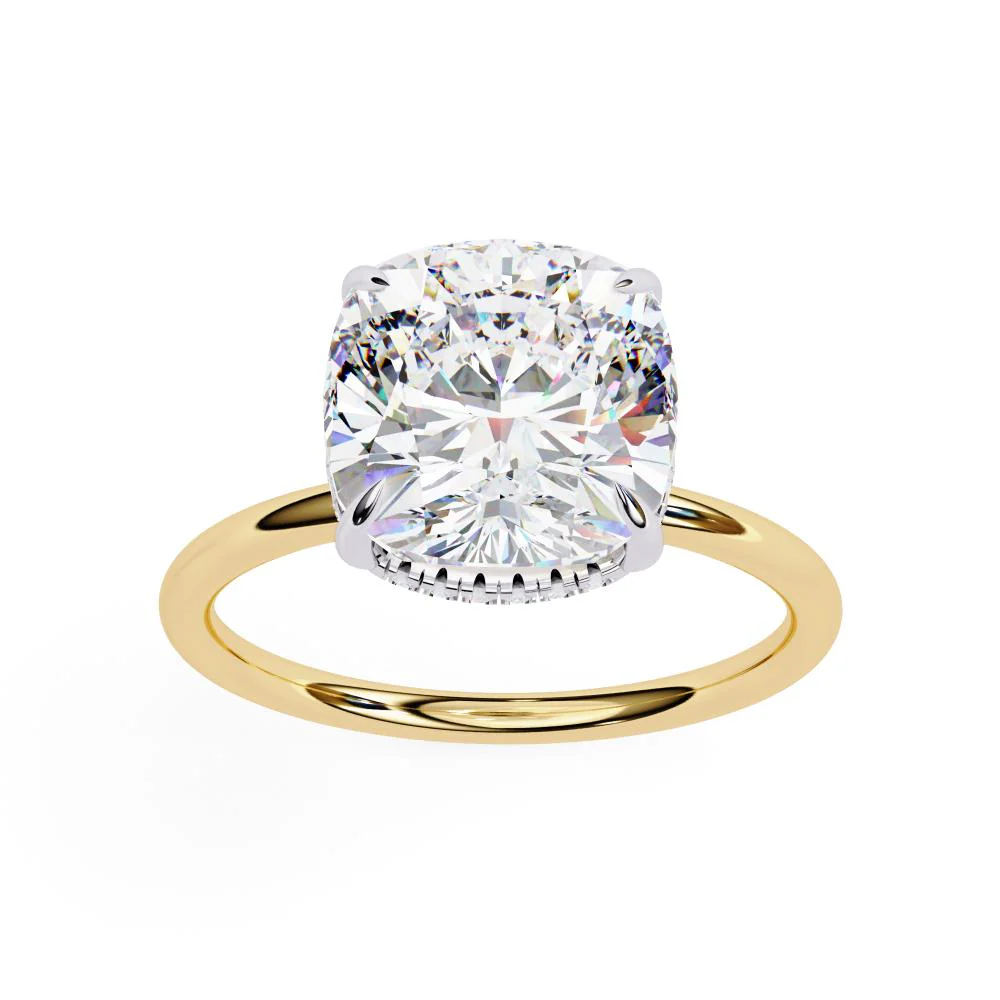 Cushion Hidden Halo Engagement Ring - Image 5