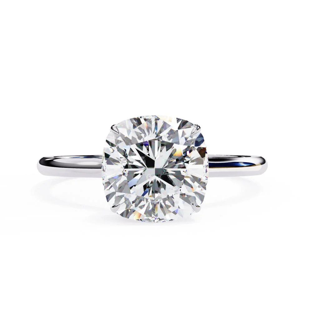 Cushion Petite Pave Hidden Halo Engagement Ring - Image 3