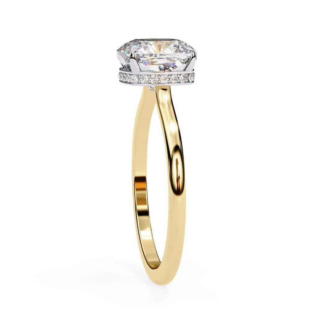 Cushion Petite Pave Hidden Halo Engagement Ring - Image 6