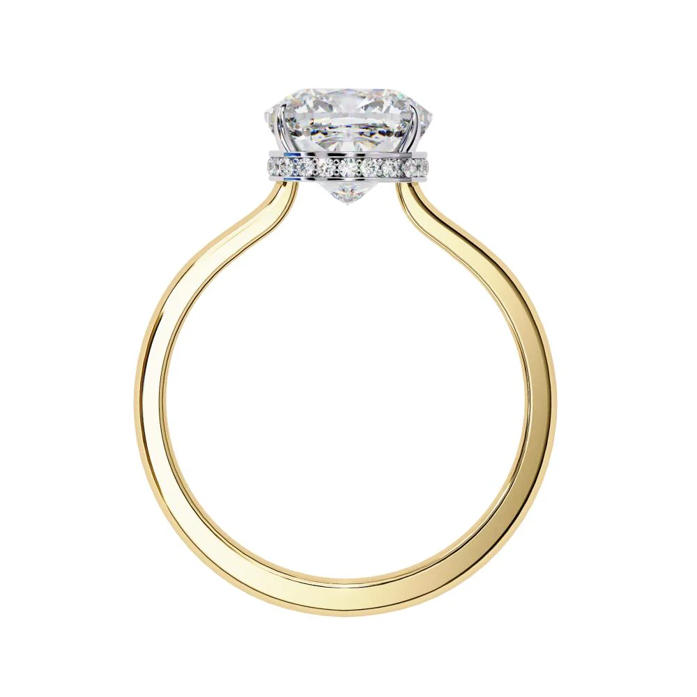 Cushion Petite Pave Hidden Halo Engagement Ring - Image 7