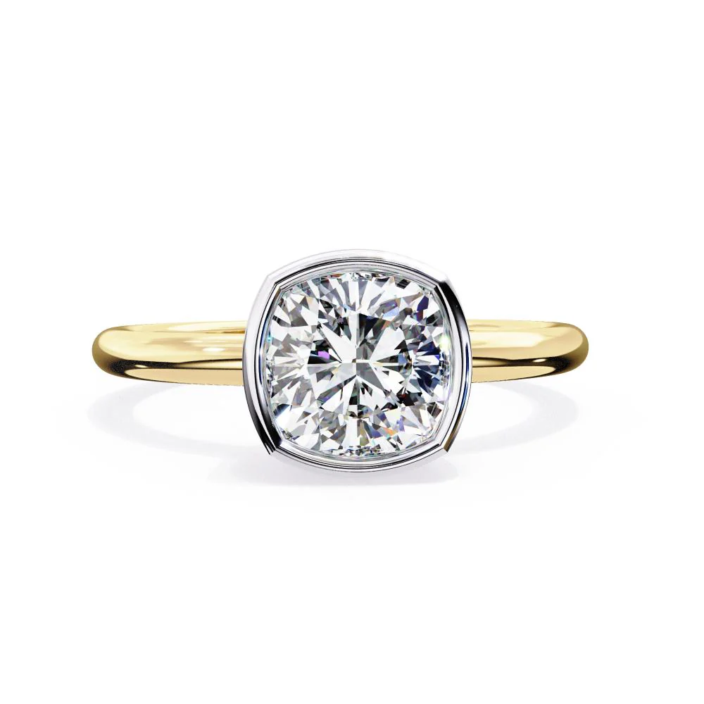Cushion Solitaire Bezel Set Engagement Ring