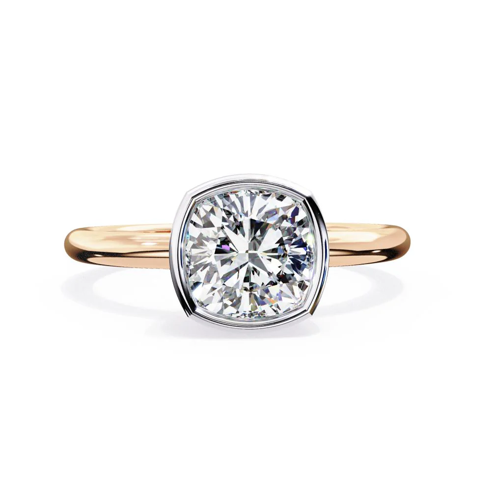 Cushion Solitaire Bezel Set Engagement Ring - Image 2