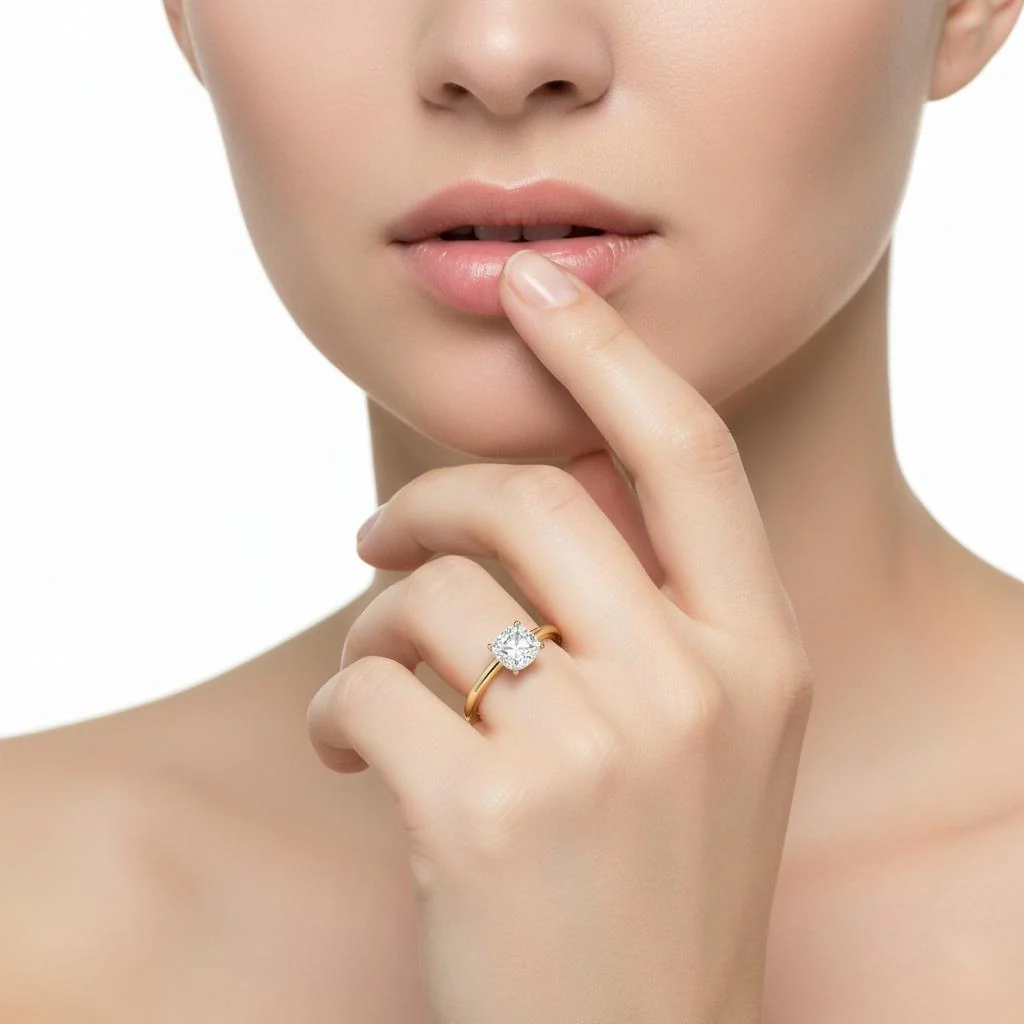 Cushion Solitaire Engagement ring - Image 4