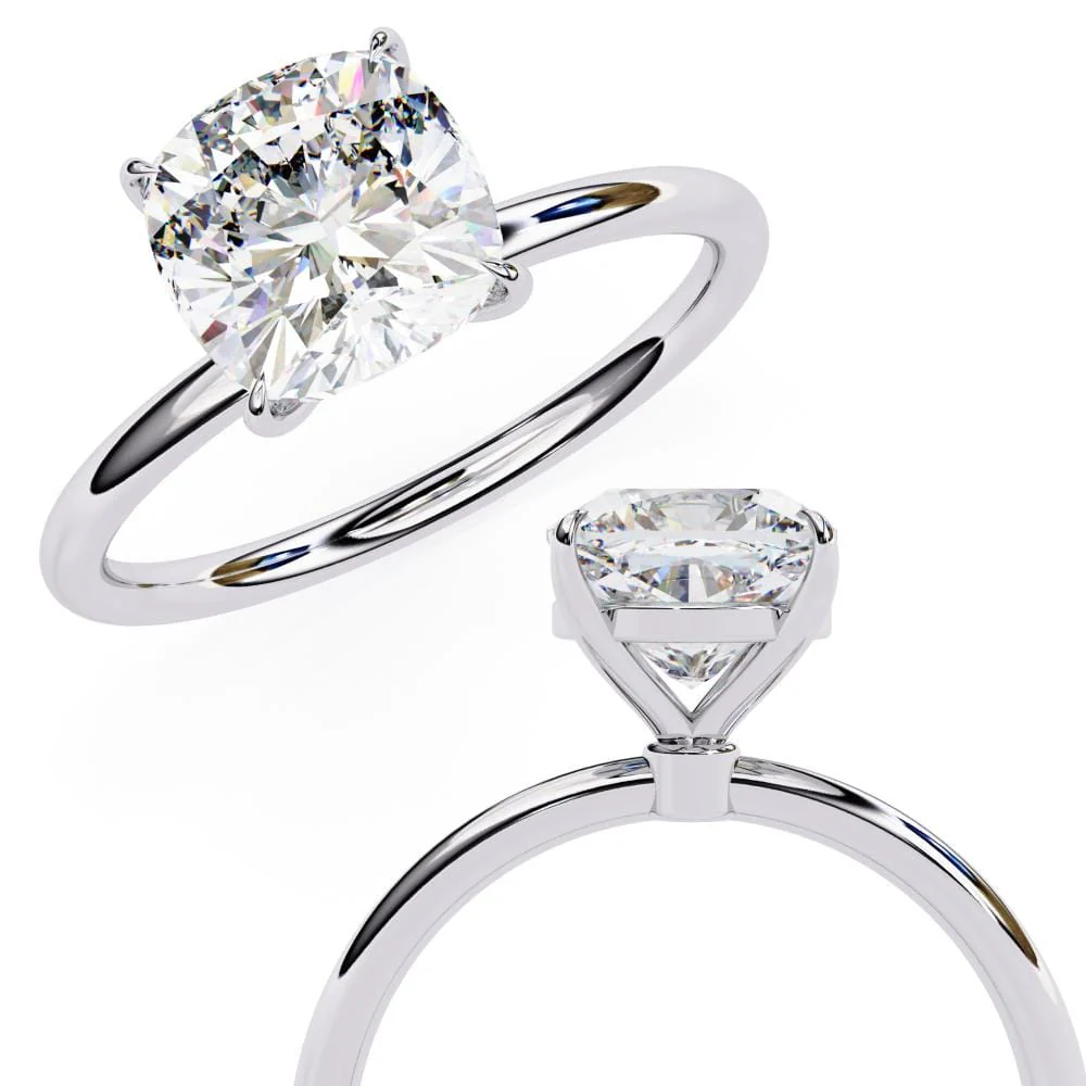 Cushion Solitaire Engagement ring - Image 8