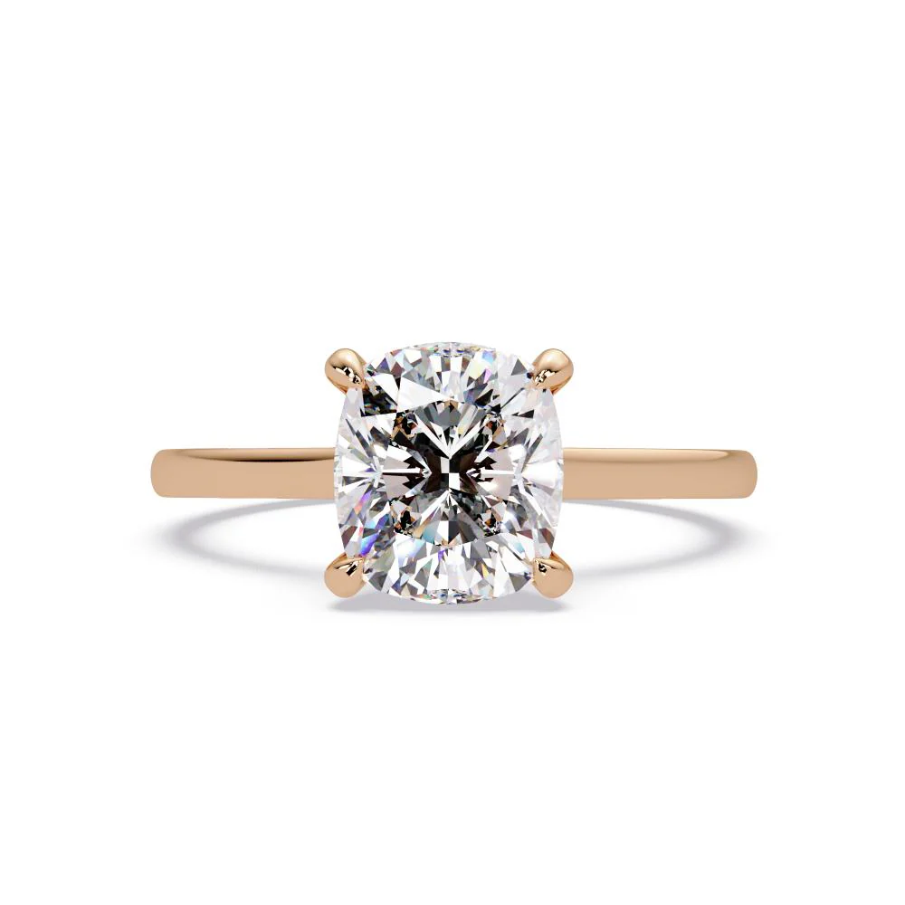Cushion Solitaire Hidden halo Engagement Ring - Image 2
