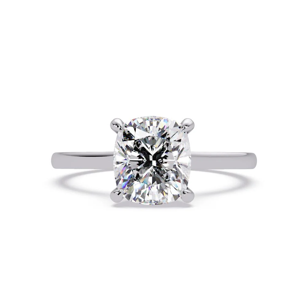 Cushion Solitaire Hidden halo Engagement Ring - Image 3