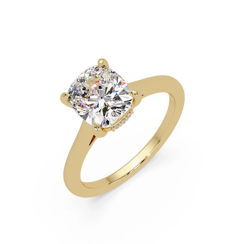 Cushion Solitaire Hidden halo Engagement Ring - Image 5
