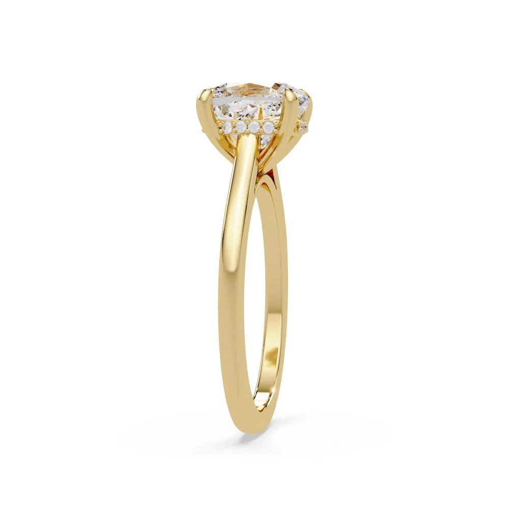 Cushion Solitaire Hidden halo Engagement Ring - Image 7