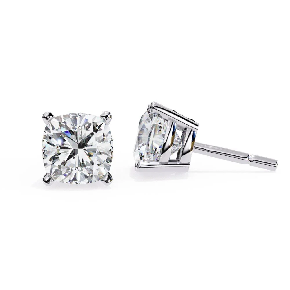 Cushion Solitaire Stud Earrings - Image 3