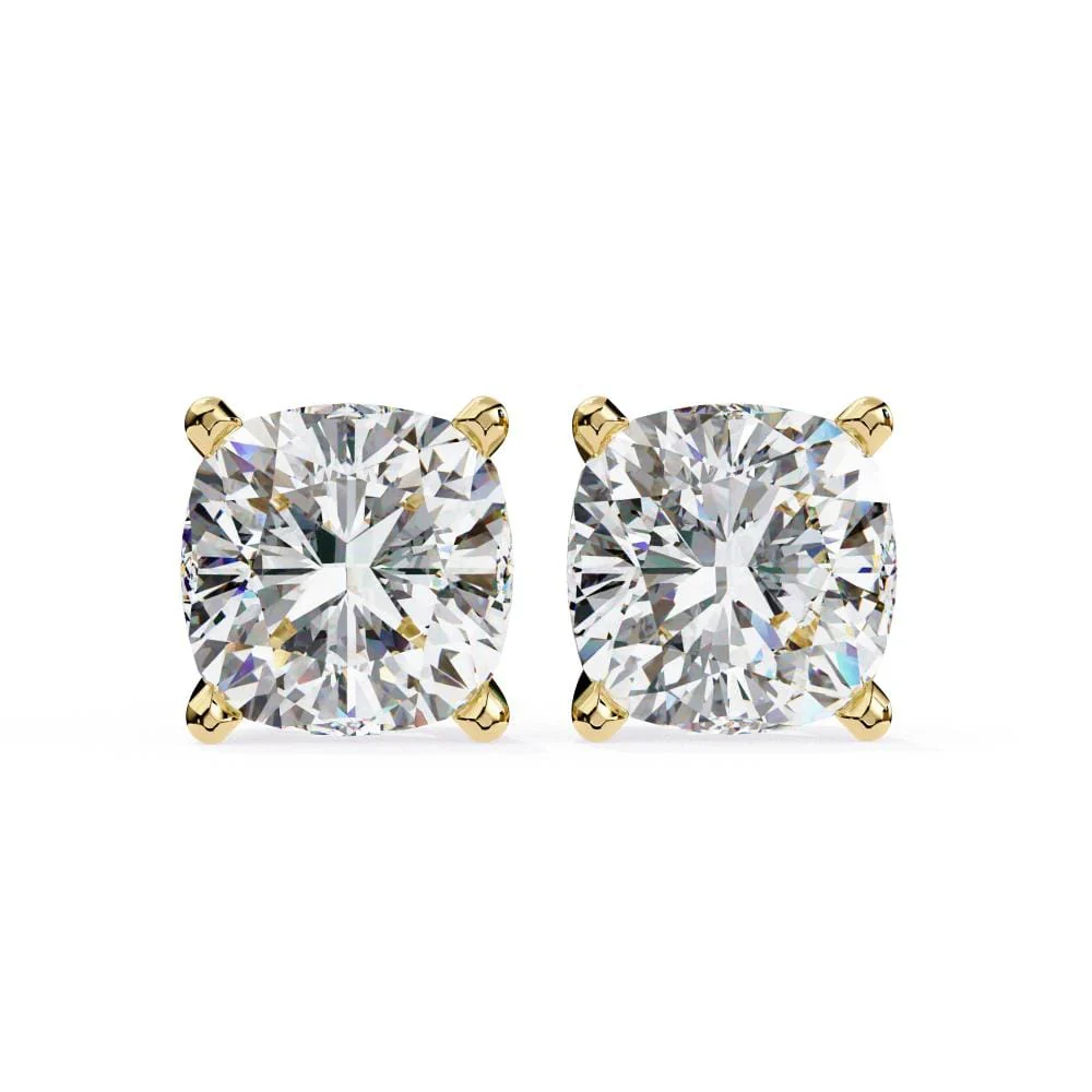 Cushion Solitaire Stud Earrings - Image 5
