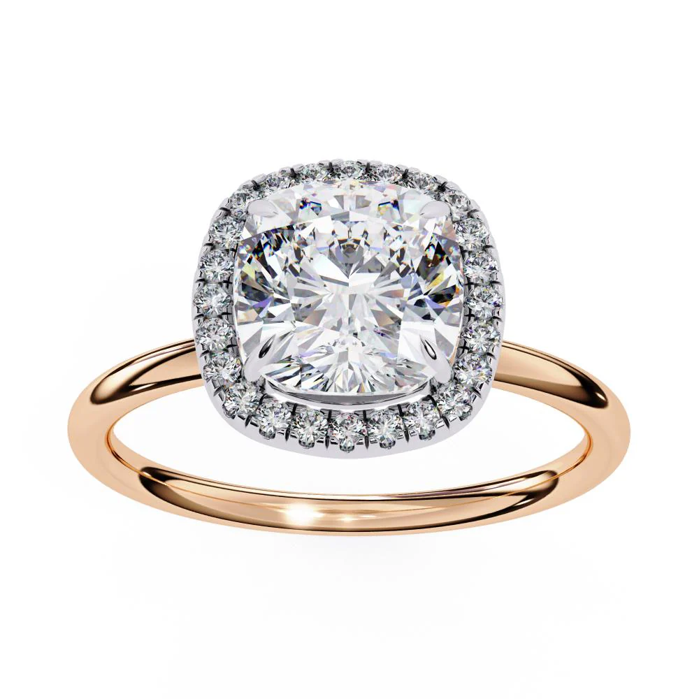 Cushion Solitaire With Halo Engagement ring - Image 8