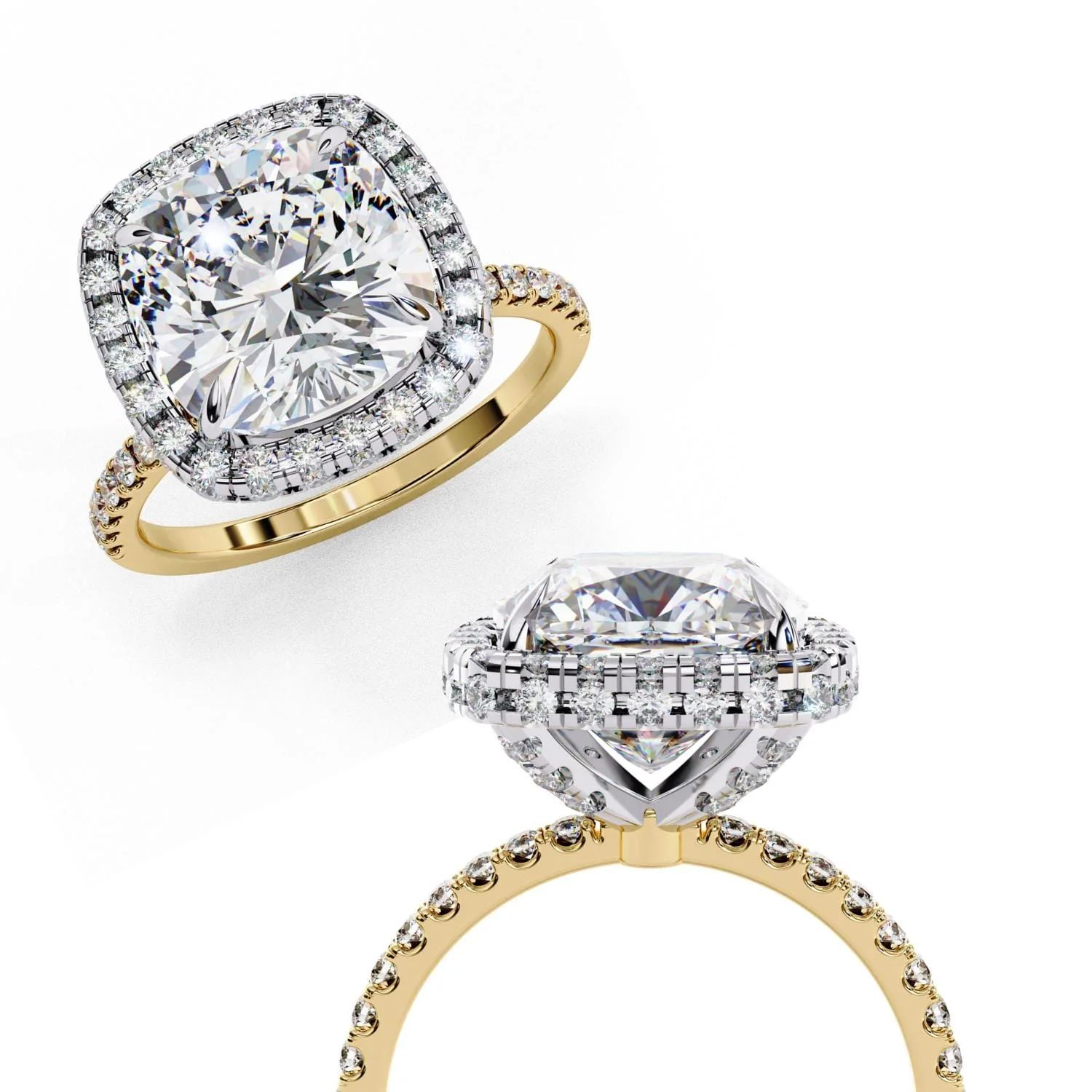 Cushion Unique Halo Engagement Ring - Image 8