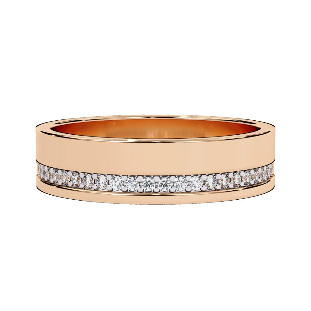 Diamond Grooved Comfort Fit Wedding Band - Image 3