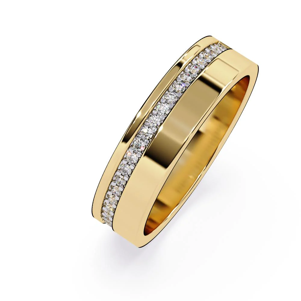 Diamond Grooved Comfort Fit Wedding Band - Image 5