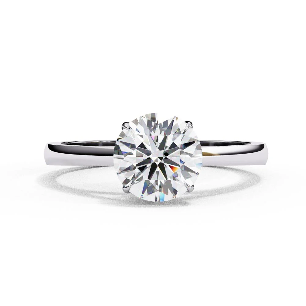 Round Solitaire Cathedral Engagement Ring - Image 3